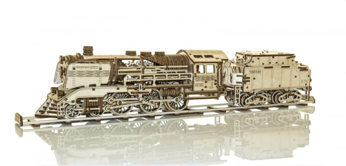 Puzzle mecanic 3D - Tren Expres cu vagon si sine