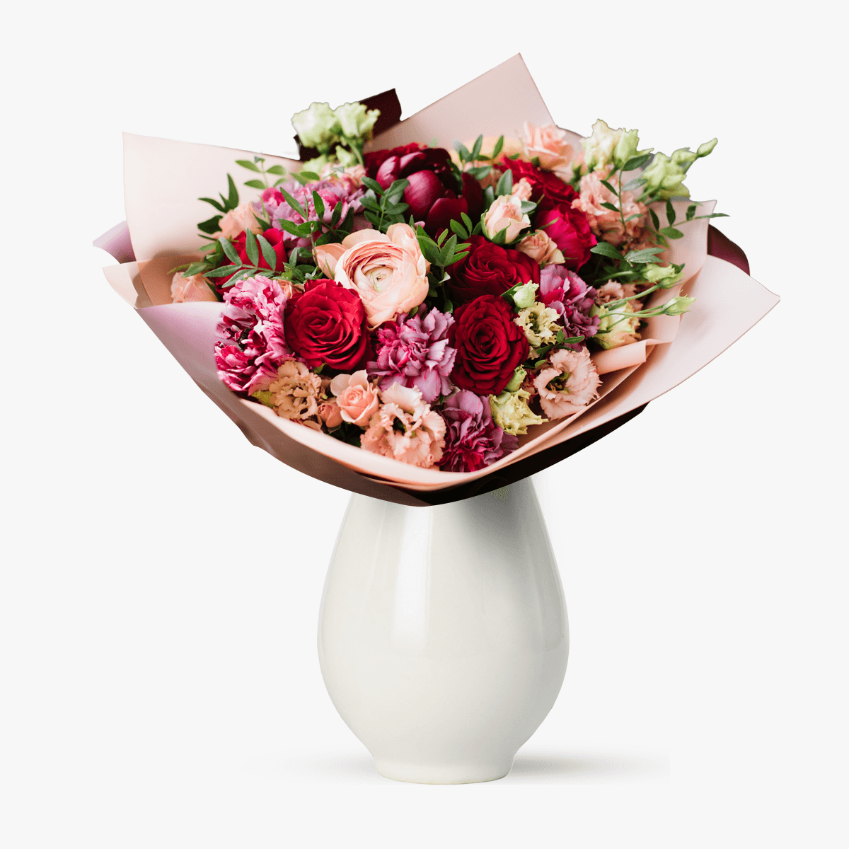 Aranjament sicriu cu trandafiri si crini