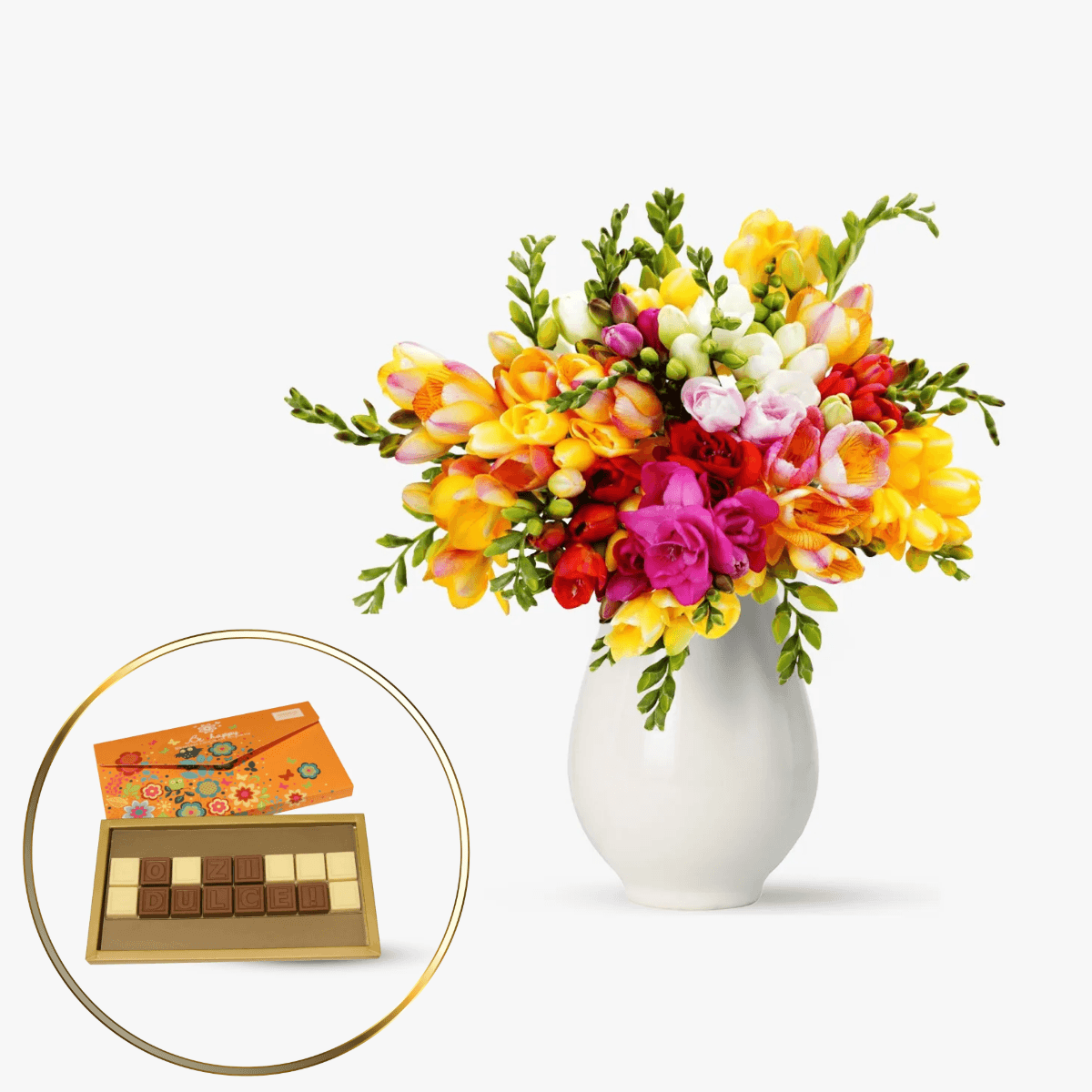 Frezii multicolore si ciocolata