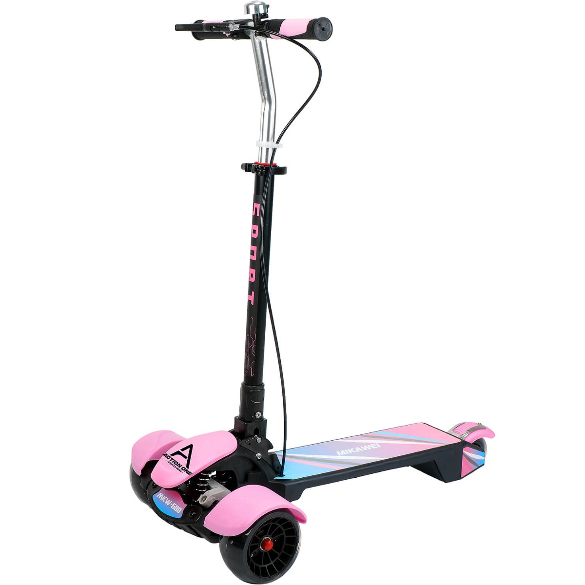 Trotineta pliabila Action One, Cu roti luminoase si frana de mana, Mars